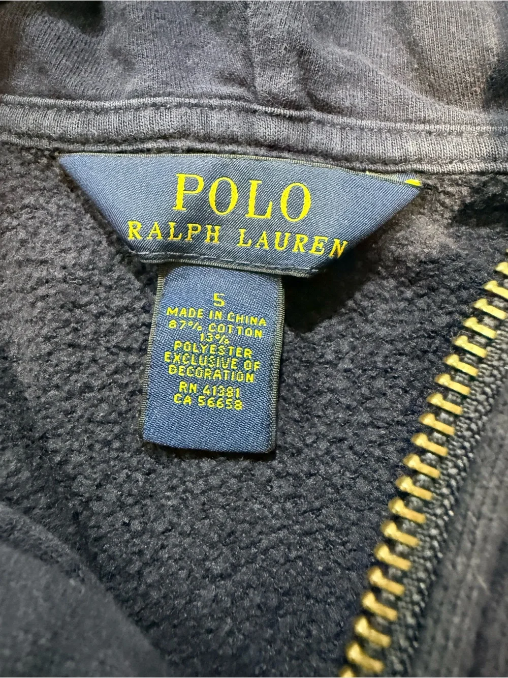 Ralph Lauren Navy Zip Front Hoodie with Red Logo